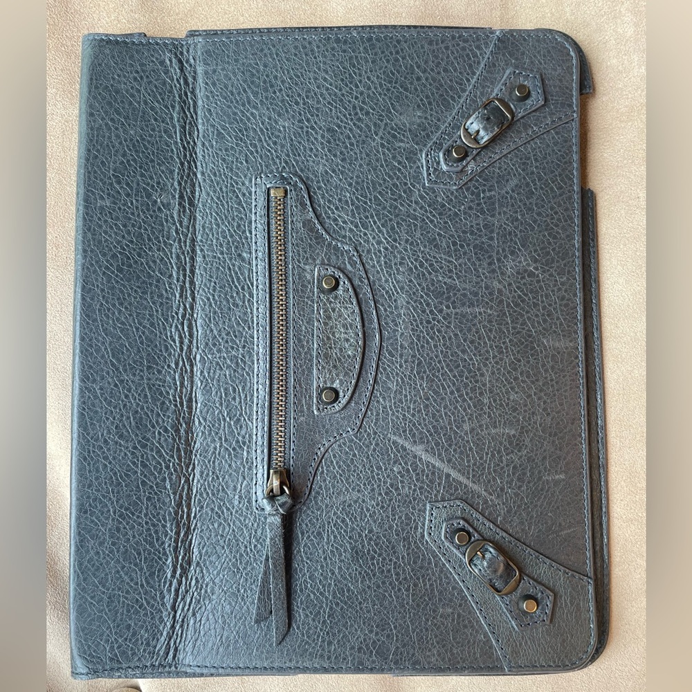 Balenciga iPad blue leather folio cases